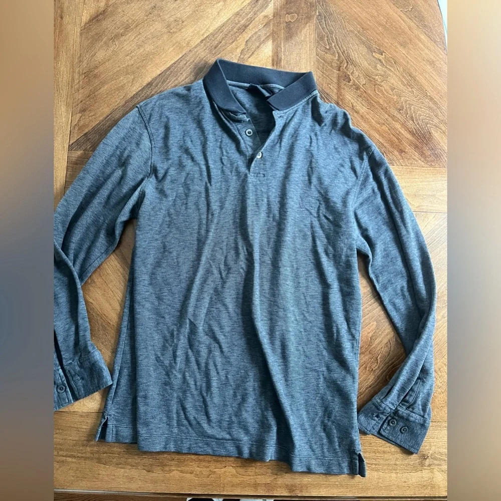 Dockers Long Sleeve Polo Shirt Gray - Picture 3 of 6